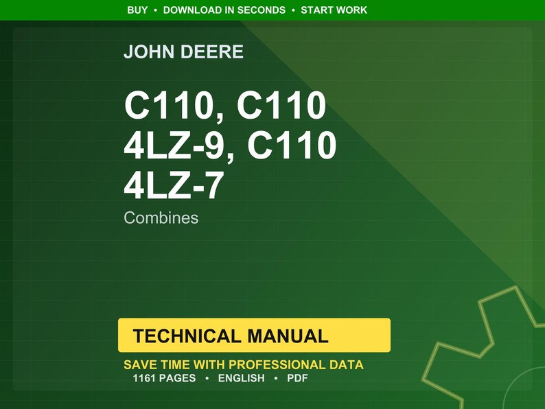 John Deere C110, C110 4Lz-9, C110 4Lz-7 Skördetröskor Teknisk manual Pdf | Direkt nedladdning bild 1
