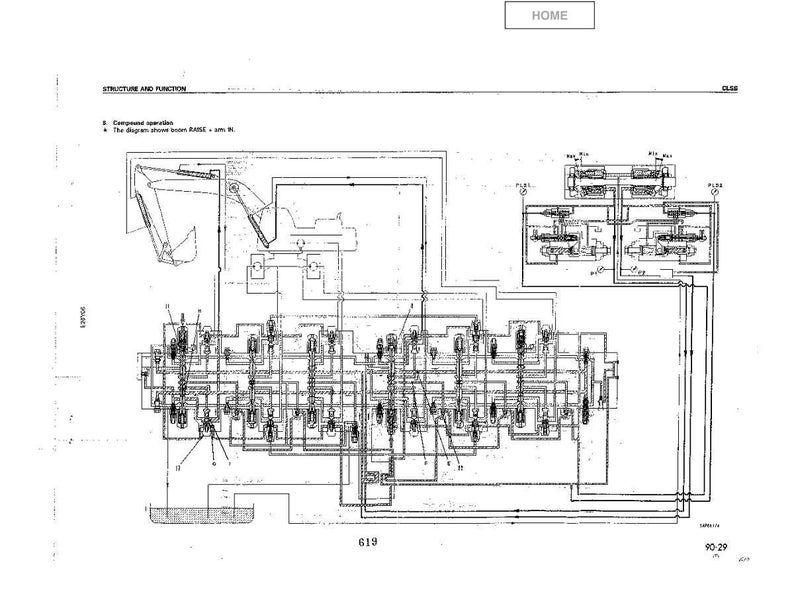 May include: A technical diagram with the word "HOME" at the top. The diagram shows a schematic of a machine's structure and function, with lines, symbols, and the number "619" at the bottom.