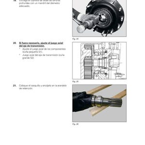 May include: Diagram of a Fendt tractor component with text in Spanish. The image includes detailed illustrations of mechanical parts, including gears, bearings, and shafts, with labels and annotations for assembly and adjustment.