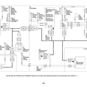 Puede incluir: Diagrama esquem&aacute;tico en blanco y negro detallado de una red de &aacute;rea de control del motor (CAN) para motores 4TNV84T y 4TNV8GHT. El diagrama incluye varios componentes, fusibles y conectores, con etiquetas y l&iacute;neas.