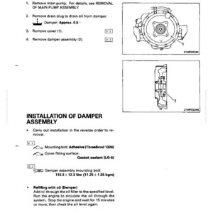 Pode incluir: Diagrama t&eacute;cnico que detalha a desmontagem e montagem de um amortecedor. Inclui diagramas do conjunto do amortecedor, etapas de remo&ccedil;&atilde;o e instru&ccedil;&otilde;es de instala&ccedil;&atilde;o. As medidas est&atilde;o em Newton metros e quilogramas.