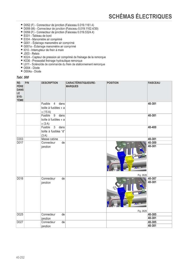 May include: Electrical schematics diagram with a table detailing components such as connectors, fuses, and relays. Includes illustrations of connector positions and wire harness numbers for automotive use.