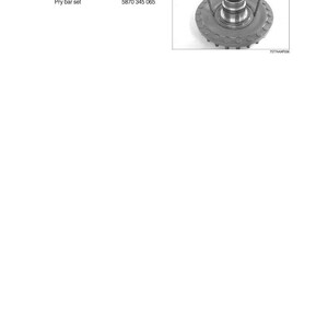May include: An image from a manual showing a mechanical component with a central hub and a toothed outer ring. The image includes text indicating the part is a bearing sheet and lists a special tool and pry bar set.