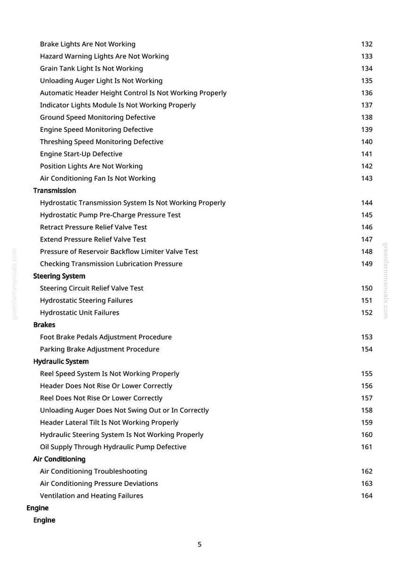 May include: A page from a manual with a list of potential issues, including brake lights, engine problems, and air conditioning failures. The text is black on a white background, with page numbers on the right.