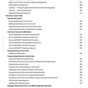 May include: A page from a manual with a list of diagnostic procedures for electrical systems, including topics like "CAN Bus" and "ECU Power." The text is black on a white background, with a website address in the corner.