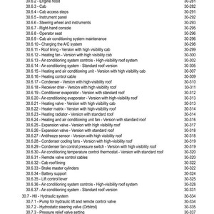 May include: A detailed contents page with a list of automotive parts and systems, including brake pistons, engine components, and air conditioning systems. The page numbers are listed on the right.