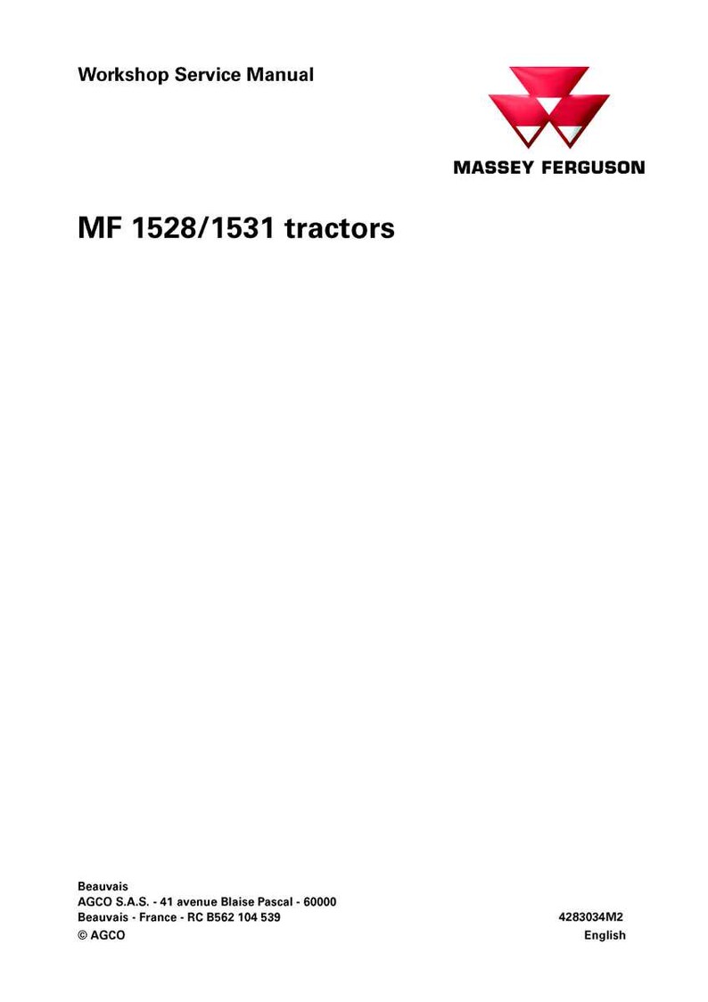 May include: A white document titled "Workshop Service Manual" with the Massey Ferguson logo. The text "MF 1528/1531 tractors" is prominently displayed. Additional text includes company information and the word "English".