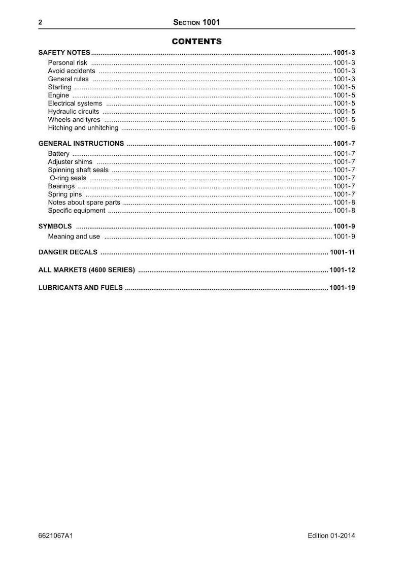 May include: A page from a manual with the title "CONTENTS" and various subheadings such as "SAFETY NOTES" and "GENERAL INSTRUCTIONS." The document includes a list of topics with corresponding page numbers, such as "Personal risk" and "Battery."