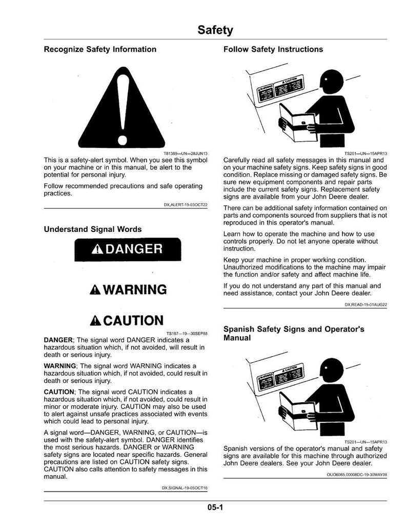 Puede incluir: Una p&aacute;gina de manual con informaci&oacute;n de seguridad. Incluye un s&iacute;mbolo de alerta de seguridad, palabras de se&ntilde;alizaci&oacute;n como PELIGRO, ADVERTENCIA y PRECAUCI&Oacute;N, e instrucciones para un funcionamiento seguro. Tambi&eacute;n incluye una secci&oacute;n sobre se&ntilde;ales de seguridad en espa&ntilde;ol.