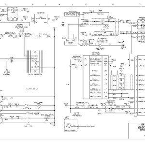 K&ouml;nnte beinhalten: Ein detailliertes elektrisches Schaltbild, in Schwarzwei&szlig;, mit zahlreichen Linien, Symbolen und Textbeschriftungen. Das Diagramm enth&auml;lt den Text "EF1869 JUNE 96 ELECTRIC SCHEMATIC MTU ENGINE CIRCUITS 8300 AFE32-AS & UP Sheet 21 of 23".