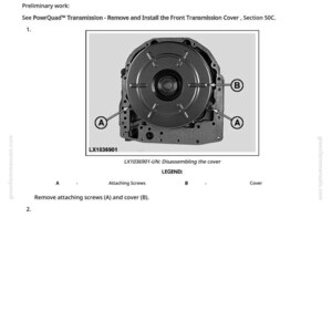 May include: Diagram from a PowrQuad Transmission manual, showing the removal of the gear-shift planetary drive. The image includes a detailed view of the transmission cover, attaching screws, and labels for disassembly.