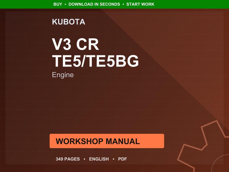 Kubota V3 cr te5 te5bg Engine Workshop Manual PDF | Service Repair | Instant Download image 1