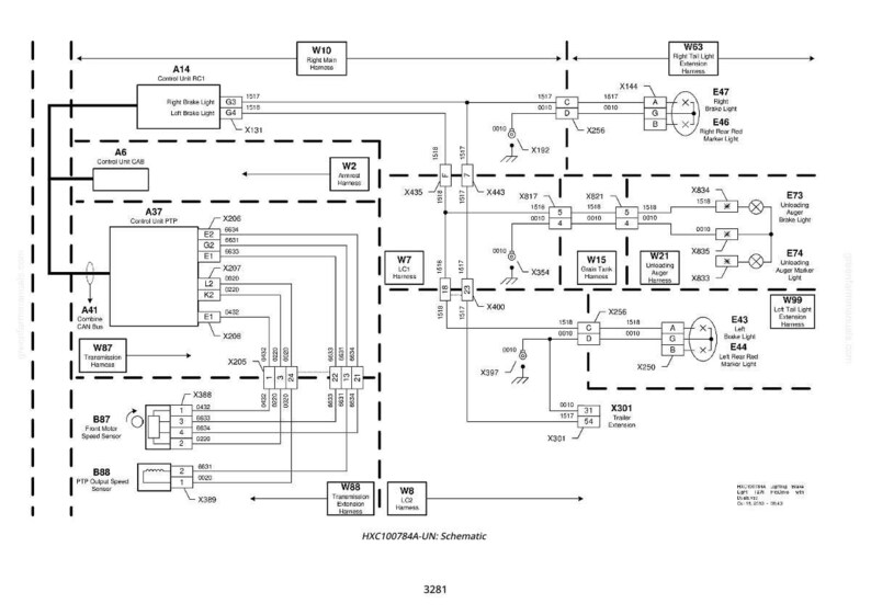May include: Schematic diagram with black lines and text on a white background. The diagram includes various components labeled with letters and numbers, such as A14, A6, A37, and W10. The text "HXC100784A-UN: Schematic" is at the bottom.