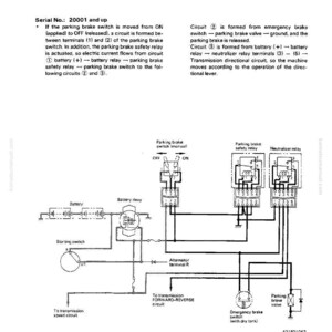 May include: Diagram of an electrical parking brake control system, with labels and circuit pathways. Includes a battery, relays, switches, and valve components. Text includes "Structure and Function" and "Electrical Parking Brake Control".