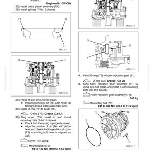 Pu&ograve; includere: Diagramma tecnico di un verricello con istruzioni dettagliate per lo smontaggio e il montaggio. Include numeri di parte, misure in kg e istruzioni per l'installazione di componenti come O-ring e molle.