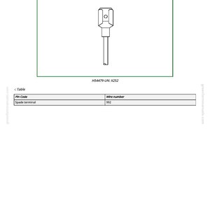 May include: Diagram of an X252 AUTEQ alarm component. The image shows a line drawing of a spade terminal with the text "X252 - AUTEQ Alarm" and "H54479-UN: X252". The diagram is in a green box.