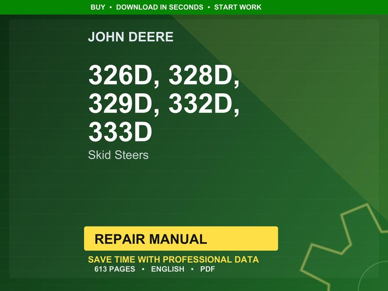 John Deere 326D, 328D, 329D, 332D, 333D Kompaktlastare Reparationsmanual Pdf | Serviceverkstad | Direktnedladdning bild 1