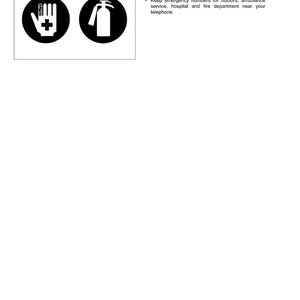 K&ouml;nnte beinhalten: Sicherheitsanweisungsgrafik mit dem Text &bdquo;BEREITEN SIE SICH AUF NOTF&Auml;LLE VOR&ldquo;. Enth&auml;lt ein Erste-Hilfe-Symbol und ein Feuerl&ouml;scher-Symbol in schwarzen Kreisen. Der Text r&auml;t, einen Erste-Hilfe-Kasten und einen Feuerl&ouml;scher griffbereit zu haben.