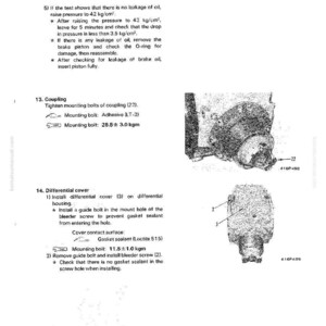 Puede incluir: Una p&aacute;gina de manual con texto y diagramas relacionados con el montaje y desmontaje del diferencial. El texto incluye instrucciones sobre pruebas de presi&oacute;n y apriete de pernos. Los diagramas muestran componentes mec&aacute;nicos.