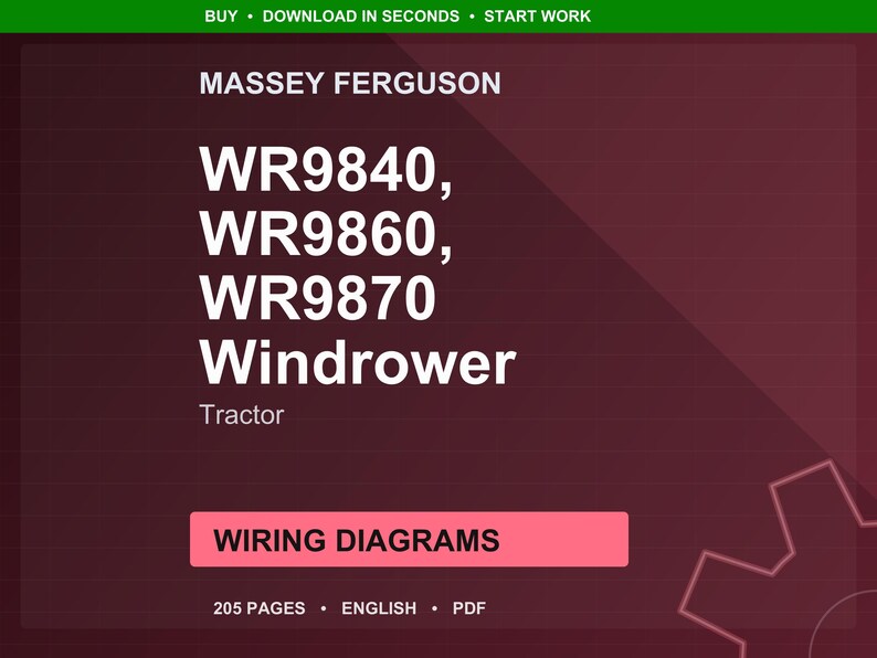 Massey ferguson Wr9840 wr9860 wr9870 windrower Tractor Wiring diagrams PDF | Instant Download image 1