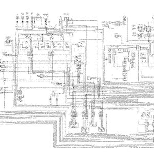 May include: A detailed black and white electrical wiring diagram. The diagram includes various symbols, lines, and text, likely representing the electrical components and connections within a system. The image is a technical illustration.