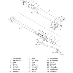 May include: An exploded diagram of a boom cylinder, labeled with part names. The diagram includes a tube assembly, rod assembly, gland, bushing, snap ring, rod seal, and more. The text "3. BOOM CYLINDER" is at the top.