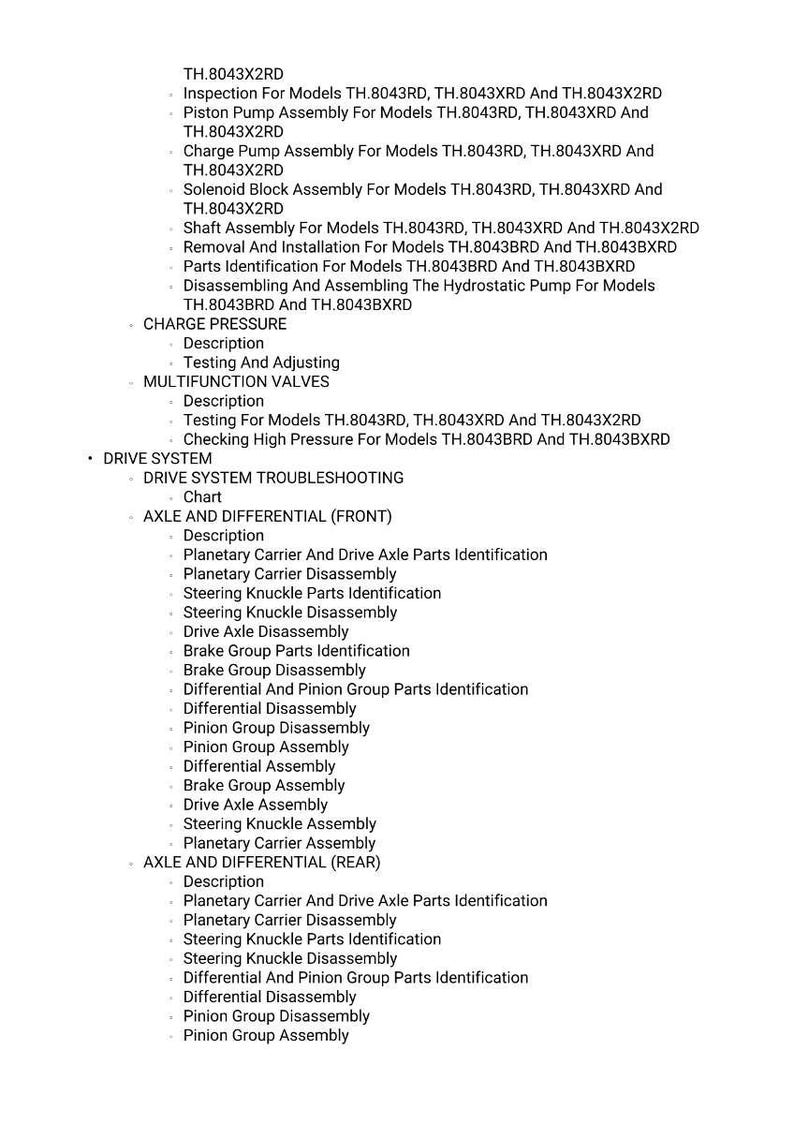 Op de afbeelding: Een technisch document met specificaties en procedures voor mechanische componenten. Het bevat instructies voor inspectie, montage en demontage van onderdelen met betrekking tot aandrijfsystemen, assen en differenti&euml;len.