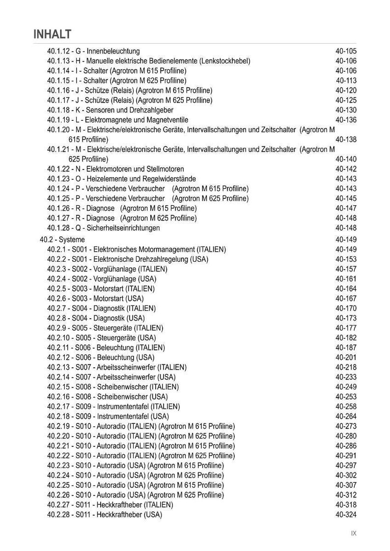 May include: A detailed table of contents in German, listing various automotive components and systems. Includes sections on lighting, switches, relays, sensors, and electronic devices, with corresponding page numbers. The document appears to be a technical manual.