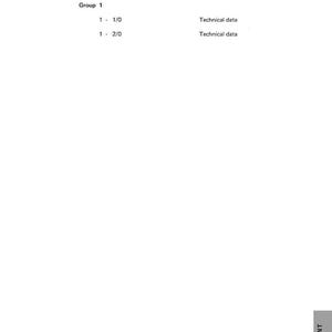 May include: A white page with the text "Technical data" at the top, and "Model TRABANT" to the right. Below, it lists "Group 1" followed by numbered items and the words "Technical data".