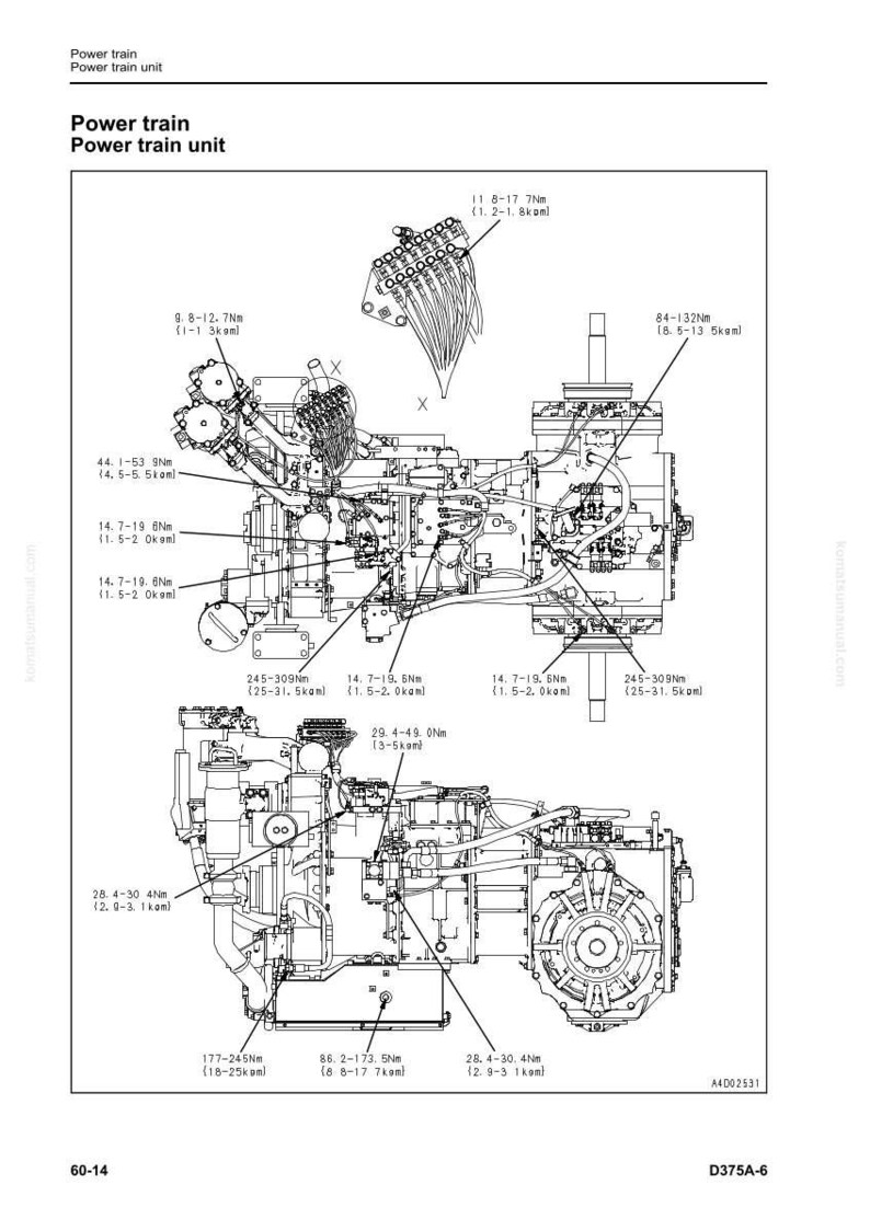 Komatsu D375A-6 Bulldozer Servicemanual Reparation Verkstad PDF bild 10