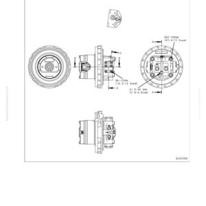 May include: Technical diagram of a travel motor, labeled "Travel motor" and "Type: HMV110-2." The diagram includes multiple views of the motor, with measurements in Nm and kgm. The image also includes the text "Hydraulic system" and "komatsumanual.com."