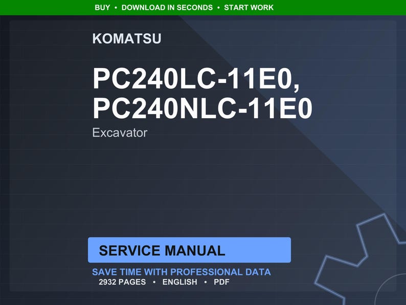 May include: A digital service manual for Komatsu excavators, models PC240LC-11E0 and PC240NLC-11E0. The cover features the Komatsu logo and model numbers in white text against a dark blue background. The manual is labeled "Service Manual".