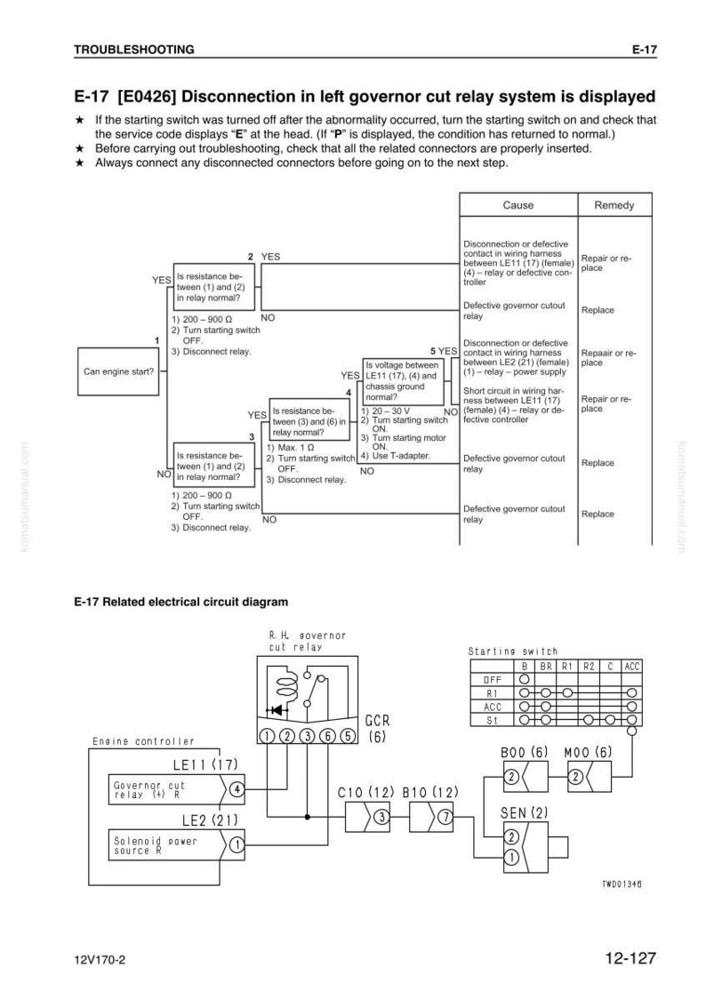 Peut inclure: Diagramme d'un circuit &eacute;lectrique pour le d&eacute;pannage d'un probl&egrave;me de d&eacute;connexion dans un syst&egrave;me de relais de coupure du r&eacute;gulateur gauche. Le diagramme comprend un organigramme et un sch&eacute;ma de circuit.