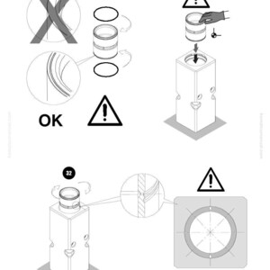 May include: Technical diagram with the KOMATSU logo. The image shows assembly instructions with diagrams of cylindrical components, warning symbols, and the text "OK". The diagram includes the text "JMHB370V-1" and "BM86809258 - rev 05".