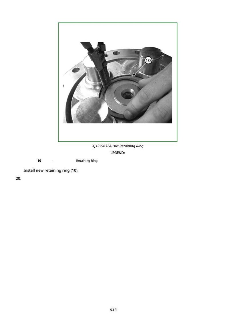 K&ouml;nnte beinhalten: Schwarz-Wei&szlig;-Bild einer mechanischen Komponente mit einem montierten Sicherungsring. Der Text "XJ1259632A-UN: Retaining Ring" und eine Legende sind enthalten. Eine Hand wird gezeigt, die den Ring einsetzt.