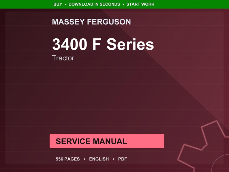 Manual de servicio del tractor Massey Ferguson serie 3400 F en PDF / Reparación de taller / Descarga instantánea imagen 1
