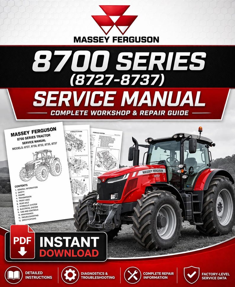Massey ferguson 8700 Series 8727 8737 Tractor Service Manual PDF | Workshop Repair | Instant Download image 2