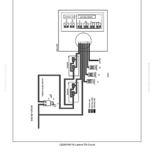 May include: Diagram of a lateral tilt circuit, featuring labeled components like sensors, coils, and a feeder house switch. The diagram includes text labels such as "Lateral Tilt Circuit" and "Cutting Height". The circuit uses power, neutral, and ground lines.