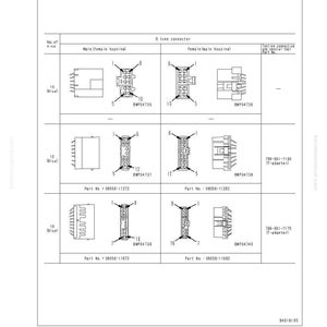 Pode incluir: Diagrama de conectores tipo S, incluindo carca&ccedil;as macho e f&ecirc;mea, com n&uacute;meros de pe&ccedil;a e detalhes de conex&atilde;o de teste. A imagem inclui diagramas para conectores de 10, 12 e 16 pinos, com o texto "40 Solu&ccedil;&atilde;o de problemas" no topo.