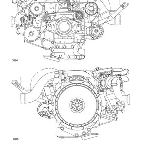 Peut inclure: Illustration technique d&eacute;taill&eacute;e d'un moteur, avec des composants m&eacute;caniques complexes, des engrenages et des tuyaux. L'image comprend le logo MAN et le texte "Motorabbildung D 0824 LUE 5..".