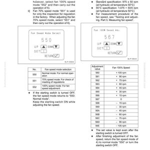 May include: A technical diagram with text and numerical data related to fan speed adjustment. The diagram includes sections for fan speed mode selection and fan 100% speed adjustment, with values and specifications.