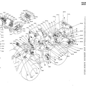 May include: Detailed black and white diagram of a machine's CN & sensor locations. The diagram includes labels for various components such as switches, relays, and sensors. The text "FOLDOUT NO. 5 CN & SENSOR LOCATIONS" is at the top.