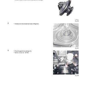 Op de afbeelding: Diagram van een thermostaat installatieprocedure. De afbeelding bevat een gedetailleerd beeld van de thermostaat, samen met instructies in het Frans. De tekst omvat stappen voor reiniging, het plaatsen van een nieuwe afdichting en het aandraaien van schroeven.