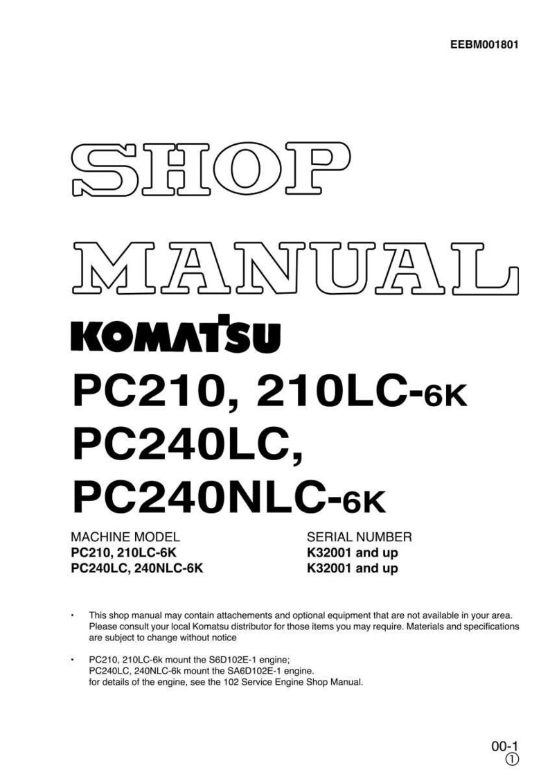 Pode incluir: Manual de oficina para m&aacute;quinas Komatsu PC210, 210LC-6K, PC240LC e PC240NLC-6K. A capa apresenta o t&iacute;tulo "SHOP MANUAL" em fonte grande e delineada, com o logotipo da Komatsu e os n&uacute;meros dos modelos. Inclui informa&ccedil;&otilde;es do n&uacute;mero de s&eacute;rie.