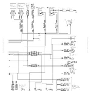 Może przedstawiać: Szczeg&oacute;łowy schemat elektryczny system&oacute;w monitorowania konserwacji, z elementami takimi jak przekaźniki, czujniki i przełączniki. Schemat jest czarno-biały, z etykietami tekstowymi.
