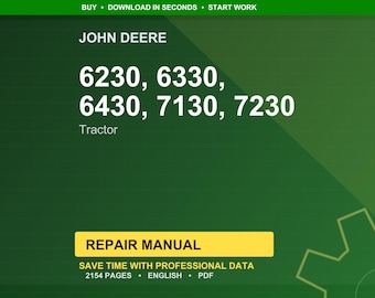 John Deere 6230, 6330, 6430, 7130, 7230 Tractor Repair Manual PDF | Service Workshop | Instant Download