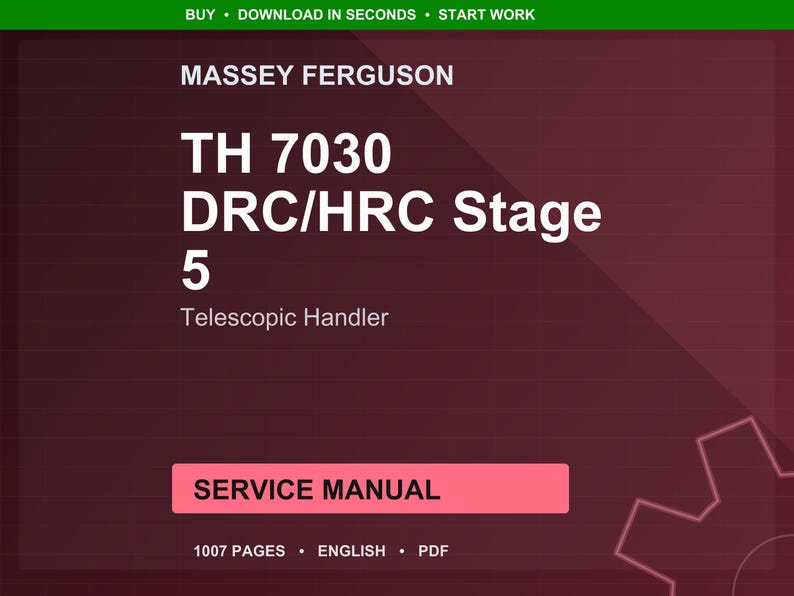 Massey ferguson Th 7030drc 7030hrc stage 5 Telescopic handler Service Manual PDF | Workshop Repair | Instant Download image 1