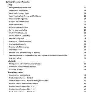 K&ouml;nnte beinhalten: Eine wei&szlig;e Seite mit der &Uuml;berschrift &bdquo;Inhaltsverzeichnis&ldquo; aus einem Handbuch. Die Tabelle listet Sicherheitsinformationen auf, darunter Themen wie &bdquo;Hochdruckfl&uuml;ssigkeiten vermeiden&ldquo; und &bdquo;Sich auf Notf&auml;lle vorbereiten&ldquo;.