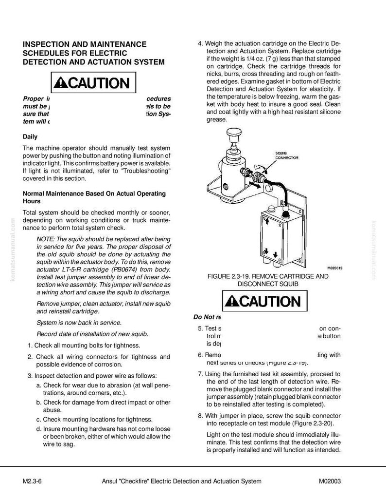 K&ouml;nnte beinhalten: Technische Handbuchseite mit Diagrammen und Anweisungen zur Inspektion und Wartung eines elektrischen Detektions- und Bet&auml;tigungssystems. Enth&auml;lt Sicherheitshinweise und Diagramme von Komponenten. Ma&szlig;e in Gramm.