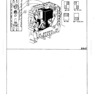 Puede incluir: Diagrama t&eacute;cnico de un componente de m&aacute;quina MANNESMANN DEMAG. El diagrama incluye esquemas detallados, piezas numeradas y especificaciones de tiempo en segundos. El componente se representa en un dibujo t&eacute;cnico en blanco y negro.